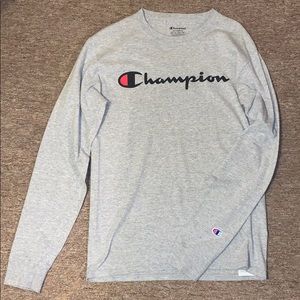 Champion Shirts - Grey SMALL Champion Long Sleeve LS Champion Shirts - Grey SMALL Champion Long Sleeve LS
